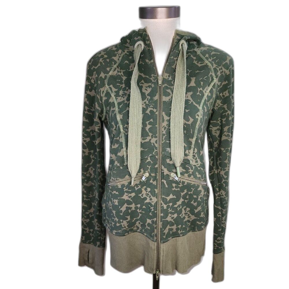 Cabi Full Zip Green Camo Hoodie Jacket Size XS